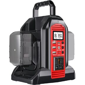 350W Power Inverter for Milwaukee 18V Li-ion Battery, 20V to 110V Pure Sine Wave Inverter with LED Light, Power Station Car Adapter Compact&Lightweight for Cars, Camping, Outdoor Use(Tool Only)