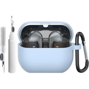 Meliya for Samsung Galaxy Buds 3 Pro & Galaxy Buds 3 Case Cover, Soft Silicone Protective Case Accessories with Carabiner & Cleaner kit for Men Women (Milk Tea)