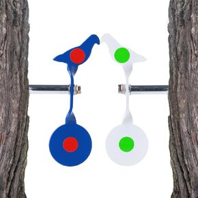 Auto-Reset Steel Shooting Targets with 360° Spin - Red & Black Bird Design for BB Guns, Air Rifles, Handguns | Durable 3mm Steel, Corrosion-Resistant | Backyard & Outdoor Shooting Practice ﻿