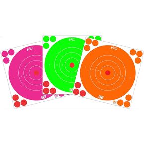 Pro-Shot Products 8" Bullseye Peel-n-Stick High Vis Fluorescent SplatterShot Target, 3 Color 6 Pack