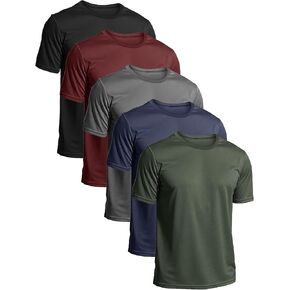 5 Pack Mens Short Sleeve Shirts Quick Dry Moisture Wicking Athletic Running Gym Workout Casual Basic Tee Shirt