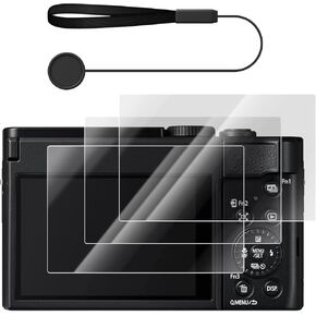 واقي شاشة 3Packs+1PCS واقي شاشة مضاد للخلط لـ Panasonic Lumix DC-ZS99 /LX100 /LX100 II ، فيلم زجاجي مقسى ، 0.25 مم 9H مضاد للقرص