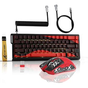ATTACK SHARK X11 & X68 PRO HE Wireless Gaming Combo,Rapid Trigger Hall Effect Magnetic Switch 8K Keyboard,Ultra-Light 22K DPI PAW3311 Optical Sensor Mouse,RGB Backlit Tri-Mode with Coiled Cable-Red