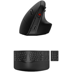 Bundle of HP 920 Ergonomic Vertical Mouse Wireless Bluetooth 5.3 & USB Dongle, 16 Week Battery + HP 960 Ergonomic Wireless Keyboard - Bluetooth & Unifying Dongle Connectivity, Long Battery Life