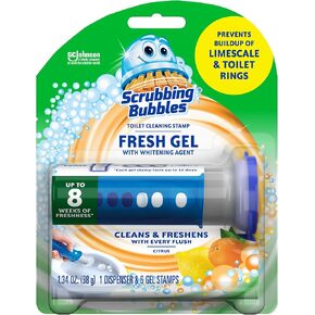 Scrubbing Bubbles Fresh Gel Toilet Bowl Cleaning Stamps, Gel Cleaner, Works on Limescale and Toilet Rings, Citrus Scent, 6 Stamps