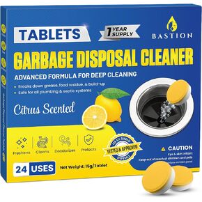 Garbage Disposal Cleaner and Deodorizer Drops- [[50-Count]] Orange Zest Scented Kitchen Sink Freshener Pods & Drain Odor Eliminator Disposer Care Balls by Bastion