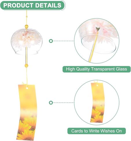 2-Pack Japanese Wind Chimes, Glass Wind Bells Handmade Pendant, Glass Hanging Wind Chimes for Outdoor/Garden/Patio/Home/Yard Decoration [Cream] in Kuwait