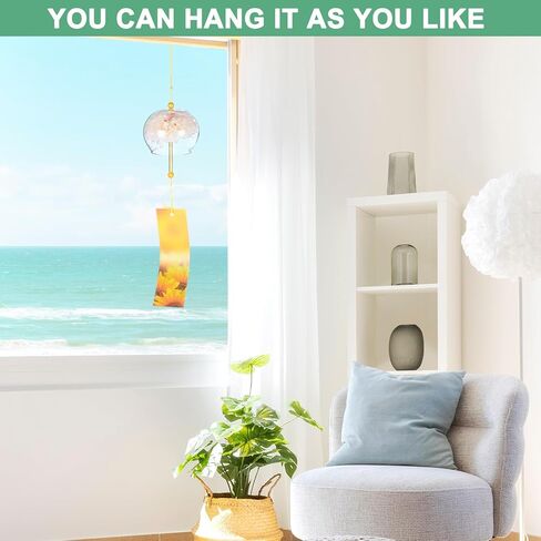 2-Pack Japanese Wind Chimes, Glass Wind Bells Handmade Pendant, Glass Hanging Wind Chimes for Outdoor/Garden/Patio/Home/Yard Decoration [Cream] in Kuwait