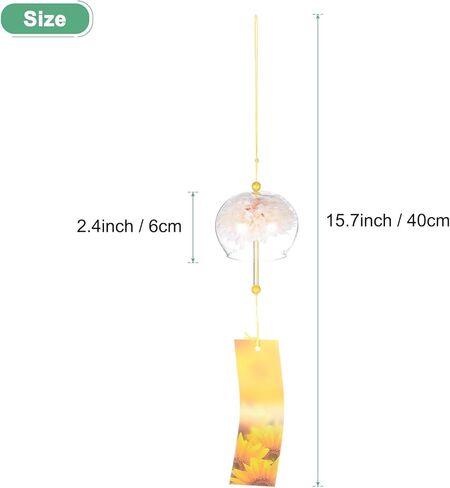 2-Pack Japanese Wind Chimes, Glass Wind Bells Handmade Pendant, Glass Hanging Wind Chimes for Outdoor/Garden/Patio/Home/Yard Decoration [Cream] in Kuwait