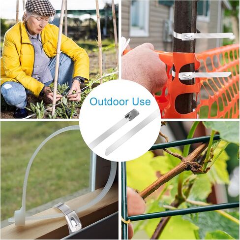 PATIKIL Metal Zip Ties 100 Pcs, 4 Inch Heavy Duty 304 Stainless Steel Self-Locking Cable Ties, 250LB Multi Purpose Binding for Indoor and Outdoor, Silver in Kuwait