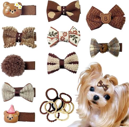 23Pcs Dog Hair Clips Small Dog Hair Bows Cute Pet Grooming Accessories Alligator Clips Stay In Hair Barrettes Flower Crown Hairpin Topknot Pet Headdress Dog Bowknot for Yorkie Puppy Maltese Girls Dogs in Saudi Arabia