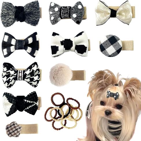23Pcs Dog Hair Clips Small Dog Hair Bows Cute Pet Grooming Accessories Alligator Clips Stay In Hair Barrettes Flower Crown Hairpin Topknot Pet Headdress Dog Bowknot for Yorkie Puppy Maltese Girls Dogs in Saudi Arabia