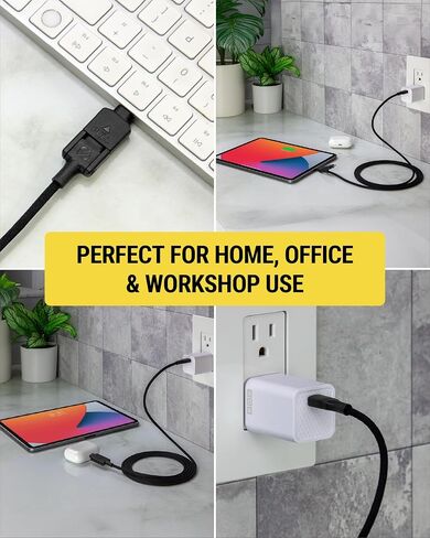 Scosche CCi4B4PSG 2-in-1 Braided USB-C to C/USB-C to Lightning Multi-Device Charge and Sync Cable, 4FT Type-C Charger Fast Charging Cord Compatible with Apple iPhone, iPad, Galaxy and More, Black in Kuwait