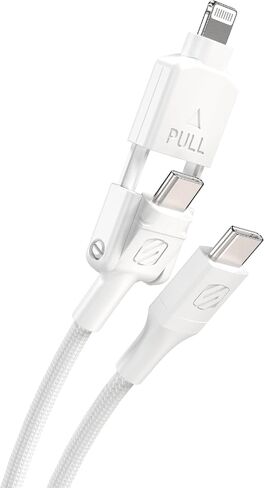 Scosche CCi4B4PSG 2-in-1 Braided USB-C to C/USB-C to Lightning Multi-Device Charge and Sync Cable, 4FT Type-C Charger Fast Charging Cord Compatible with Apple iPhone, iPad, Galaxy and More, Black in Kuwait