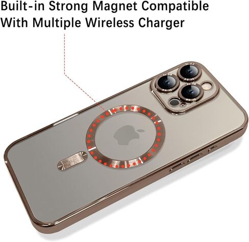 OOK Magnetic Case Made for iPhone 16 Pro (6.3 Inch) [Built-in Camera Lens Protector] [Compatible with MagSafe] Soft TPU Anti-Scratch Shockproof Protective Slim Clear Case for Women Men - Brown in Saudi Arabia
