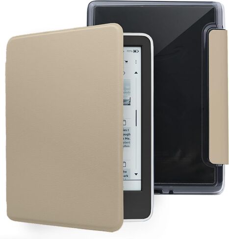 Case for 6" Kindle 11th Generation 2024/2022 Release, Light PU Leather Cover and Transparent Hard Back Shell,with Auto Sleep/Wake,Oat Coffee in Kuwait