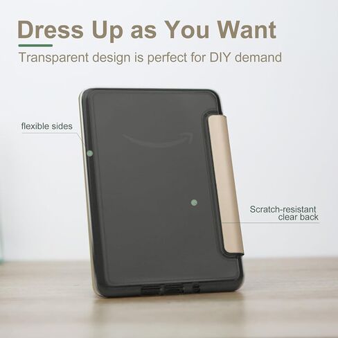 Case for 6" Kindle 11th Generation 2024/2022 Release, Light PU Leather Cover and Transparent Hard Back Shell,with Auto Sleep/Wake,Oat Coffee in Kuwait