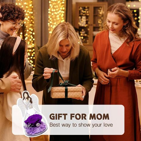 Miofula Preserved Flower Rose Gifts for Mom from Daughter, Glass Angel Figurines Mother Birthday Gift for Mom Daughter Gifts from Mom, Forever Rose Mom Gifts for Christmas, Mother Daughter Statue Gift in Kuwait