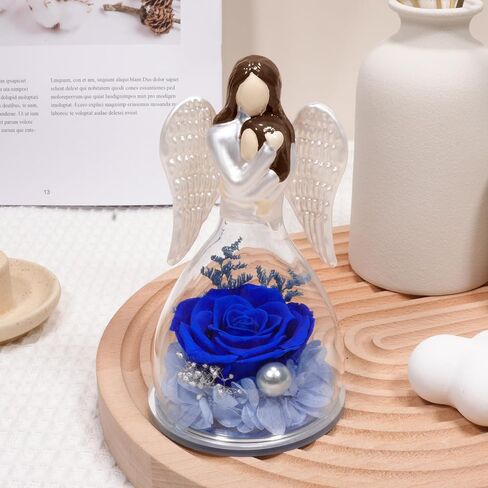 Miofula Preserved Flower Rose Gifts for Mom from Daughter, Glass Angel Figurines Mother Birthday Gift for Mom Daughter Gifts from Mom, Forever Rose Mom Gifts for Christmas, Mother Daughter Statue Gift in Kuwait