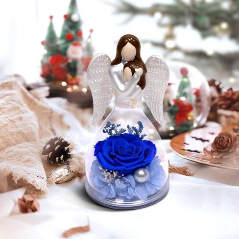 Miofula Preserved Flower Rose Gifts for Mom from Daughter, Glass Angel Figurines Mother Birthday Gift for Mom Daughter Gifts from Mom, Forever Rose Mom Gifts for Christmas, Mother Daughter Statue Gift in Kuwait