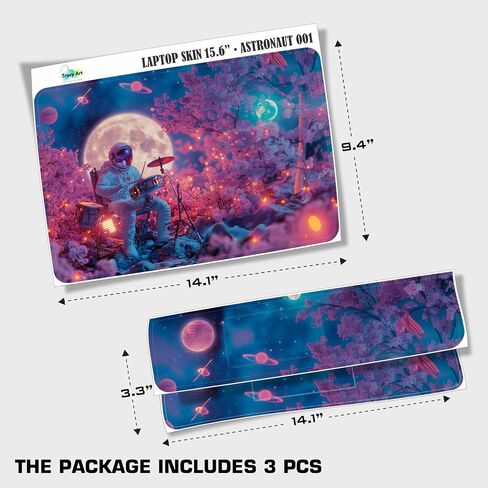 Laptop Skin Decal HP 14" - Astronaut, Laptop Cover Sticker, No Cutting Required, No Bubble, Waterproof, Scratch Resistant - Including Wide Screen and Wrist Pad in Saudi Arabia