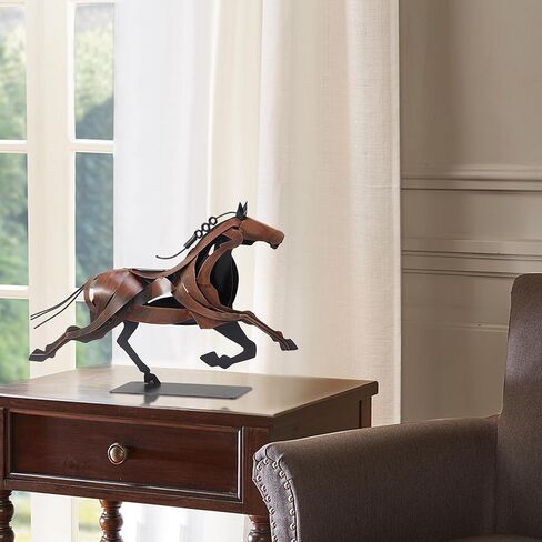 نحت تمثال حصان الجري، فن تمثال حيوان ريفي فريد مصنوع يدويًا، تماثيل حصان معدنية لديكور المنزل، هدايا الحصان للنساء والرجال (أسود) in Kuwait