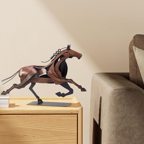 نحت تمثال حصان الجري، فن تمثال حيوان ريفي فريد مصنوع يدويًا، تماثيل حصان معدنية لديكور المنزل، هدايا الحصان للنساء والرجال (أسود) in Kuwait