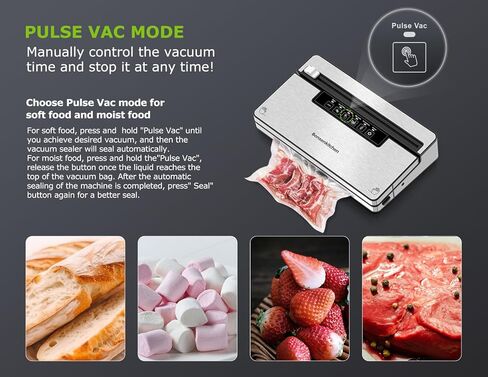 Bonsenkitchen Vacuum Sealer Machine, Food Sealer with 5 Modes, Built-in Cutter & Bag Storage, Globefish Technology for High-Speed Continuous Working, Include 100 Vacuum Bags & 1 Roll Bag in Kuwait
