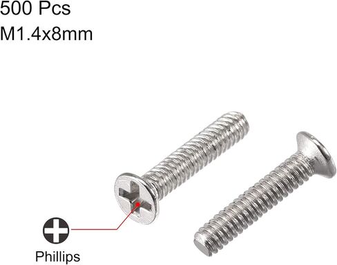 uxcell M1.2 x 5mm Phillips Screw Fastener Silver Tone for Laptop PC TV Fan Switch 500pcs in Saudi Arabia
