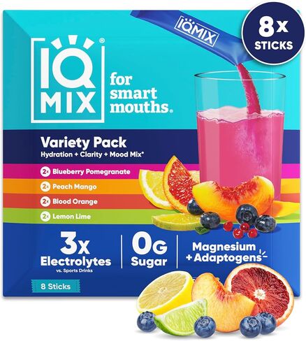 IQMIX Sugar Free Electrolytes Powder Packets - Hydration Supplement Drink Mix with Keto Electrolytes, Lions Mane, Magnesium L-Threonate, and Potassium Citrate - Peach Mango (20 Count) in Saudi Arabia