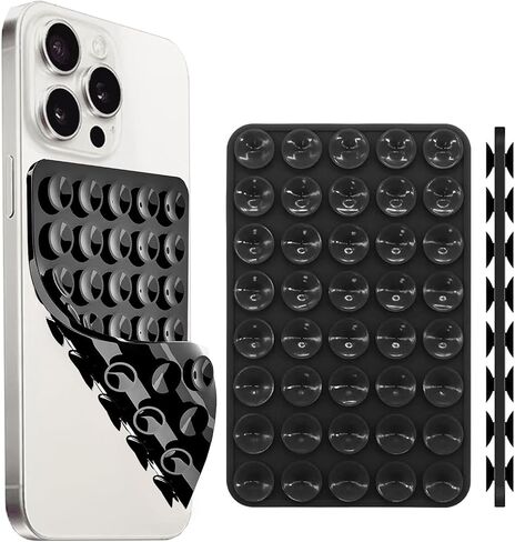 Silicone Suction Phone Case Mount Double Sided, Non Slip Suction Cup Phone Mount, Silicone Sticky Phone Grip for Cell Phone, Hands-Free Phone Accessories Holder for Selfies and Videos, Black in Saudi Arabia