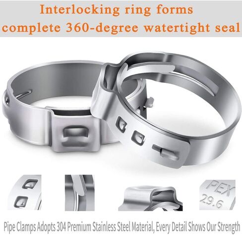 PEX Cinch Clamp Rings, 304 Stainless Steel PEX Fitting Clamps Pinch Clamps Ring Crimp Rings for PEX Tubing Pipe Fitting Connections (Silver-1/2inch(25PCS)) in Saudi Arabia