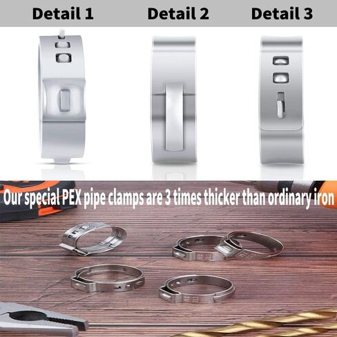 PEX Cinch Clamp Rings, 304 Stainless Steel PEX Fitting Clamps Pinch Clamps Ring Crimp Rings for PEX Tubing Pipe Fitting Connections (Silver-1/2inch(25PCS)) in Saudi Arabia