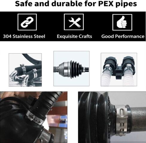 PEX Cinch Clamp Rings, 304 Stainless Steel PEX Fitting Clamps Pinch Clamps Ring Crimp Rings for PEX Tubing Pipe Fitting Connections (Silver-1/2inch(25PCS)) in Saudi Arabia