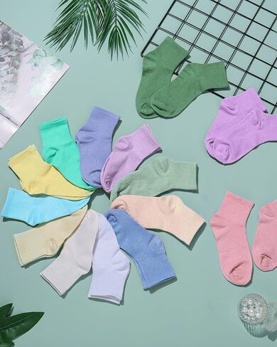 Foaincore 30 Pairs Women Crew Socks Solid Color Socks for Women Size 9-11 Cotton Socks Comfortable Women's Athletic Socks (Multicolor) in Kuwait