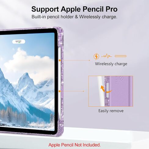 Fintie Slim Case with Pencil Holder for iPad Air 11-inch M3 (2025) / M2 (2024), iPad Air 5th (2022) / 4th Generation (2020) 10.9 Inch - Glittering Sparkly Cover with Shiny Clear Back Shell, Purple in Saudi Arabia