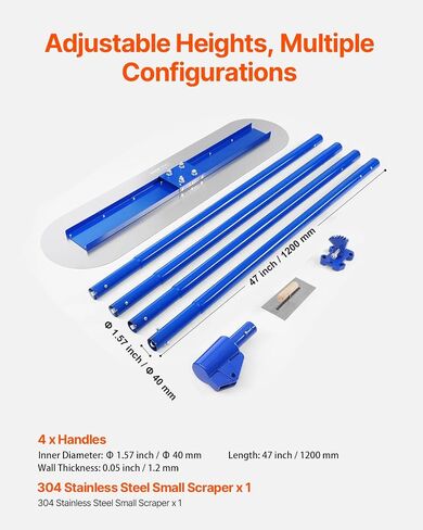 VEVOR Bull Float Magnesium Concrete Float 48 x 8" Round End Concrete Float Tool Cement Tool Bull Concrete Kit Bull Float with 4 Float Handle Bull Float Bracket Concrete Tools Finishing Bull Float in Saudi Arabia