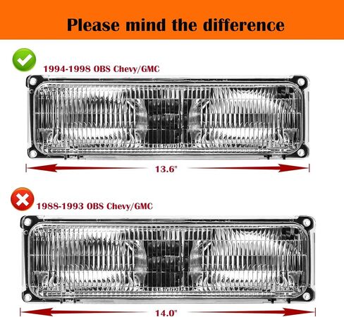 قطعتان من مجموعة المصابيح الأمامية البديلة لـ 1988-2002 Chevy GMC C/K 1500 2500 3500 سوبربان، 1992-1999 بليزر، 1995-2000 مصباح أمامي هالوجين تاهو، استبدال #GM2502101 GM2503101 in Kuwait