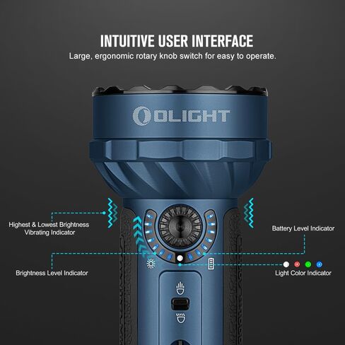 OLIGHT Marauder Mini 7,000 Lumens Bright Flashlight with 600 Meters Beam Distance, Powerful RGB Lights, Magnetic Rechargeable for Outdoors Work, Hunting, and Searching(Midnight Blue) in Saudi Arabia