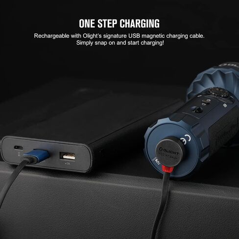 OLIGHT Marauder Mini 7,000 Lumens Bright Flashlight with 600 Meters Beam Distance, Powerful RGB Lights, Magnetic Rechargeable for Outdoors Work, Hunting, and Searching(Midnight Blue) in Saudi Arabia