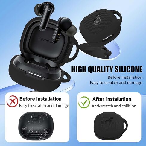 متوافق مع غطاء علبة ANKER Soundcore P40I ، غطاء واقي مضاد للزلزال من السيليكون لسماعات الأذن اللاسلكية P40I مع Carabiner (الأرجواني) in Kuwait