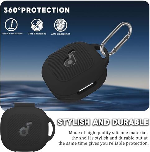 متوافق مع غطاء علبة ANKER Soundcore P40I ، غطاء واقي مضاد للزلزال من السيليكون لسماعات الأذن اللاسلكية P40I مع Carabiner (الأرجواني) in Kuwait