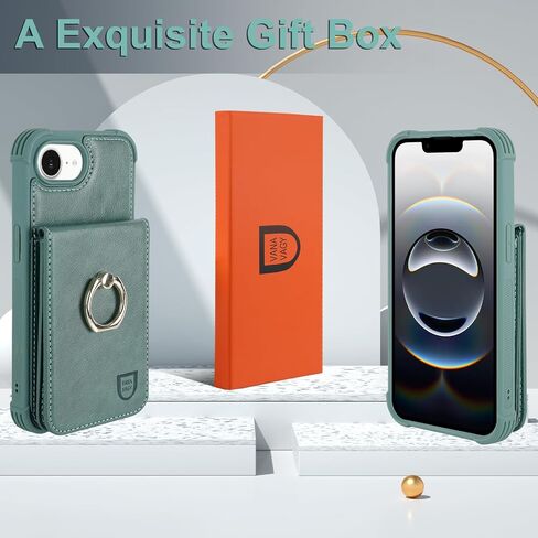 Fanavagy متوافق مع iPhone 16e Wallet Case for Women ، Pu Pu Geather Clasp Flip Folio Phone Case With Holder Coin Coin Ring Ring ، Forest Green in Kuwait