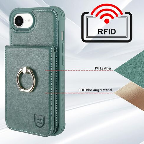 Fanavagy متوافق مع iPhone 16e Wallet Case for Women ، Pu Pu Geather Clasp Flip Folio Phone Case With Holder Coin Coin Ring Ring ، Forest Green in Kuwait
