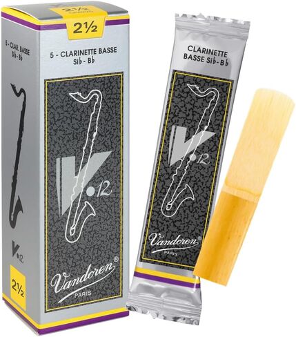 Vandoren CR6225 Bass Clarinet V.12 Reeds Strength 2.5; Box of 5, Black in Kuwait