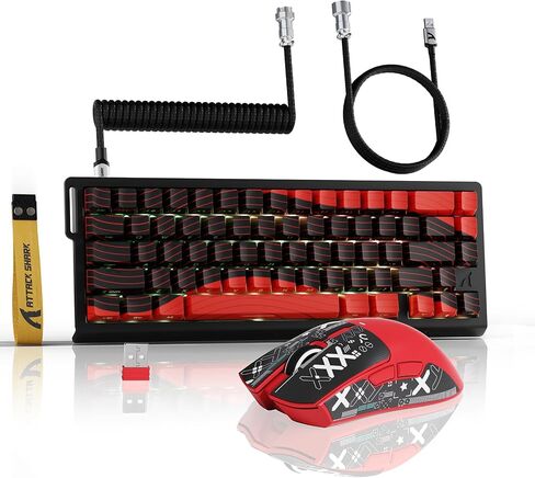 ATTACK SHARK X11 & X68 PRO HE Wireless Gaming Combo,Rapid Trigger Hall Effect Magnetic Switch 8K Keyboard,Ultra-Light 22K DPI PAW3311 Optical Sensor Mouse,RGB Backlit Tri-Mode with Coiled Cable-Red in Saudi Arabia