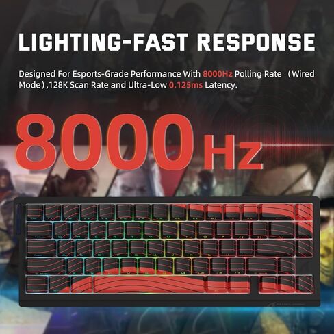 ATTACK SHARK X11 & X68 PRO HE Wireless Gaming Combo,Rapid Trigger Hall Effect Magnetic Switch 8K Keyboard,Ultra-Light 22K DPI PAW3311 Optical Sensor Mouse,RGB Backlit Tri-Mode with Coiled Cable-Red in Saudi Arabia