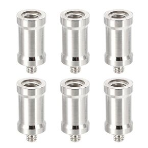 PATIKIL Camera Spigot Screws Converter 3/8" to 1/4" Female to Male, 6 Pack Tripod Screws Adapter Spigot Stud for Light Stand Hot Shoe Cold Shoe Adapter Ball Head Flash, Silver