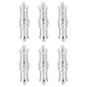 PATIKIL Camera Spigot Screws Converter 1/4" to 1/4" Male to Male, 6 Pack Tripod Screws Adapter Spigot Stud for Light Stand Hot Shoe Cold Shoe Adapter Ball Head Flash, Silver