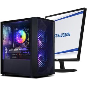 STGAubron Gaming PC Bundle with 24Inch FHD LED Monitor - Radeon RX 550 4G, Intel core I5 up to 3.7Ghz, 16G Ram, 512G SSD, RGB Fan x3, Windows 10 Home